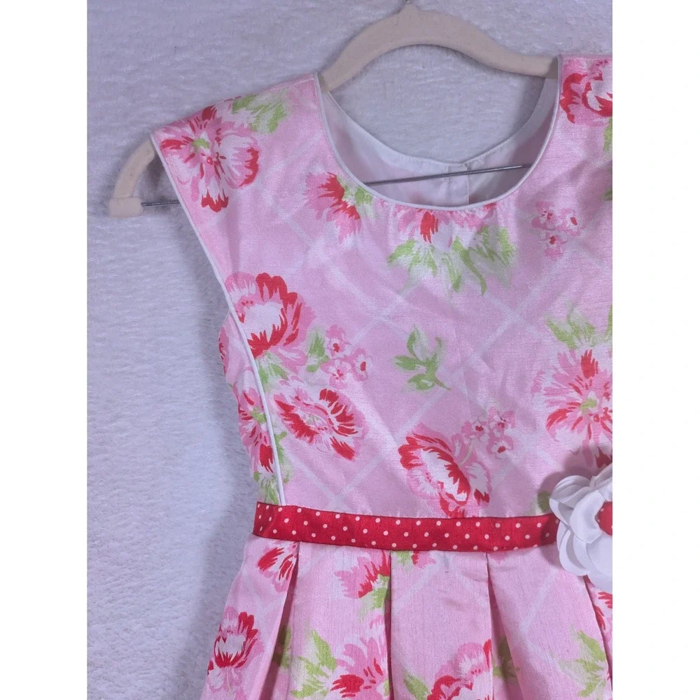 Jona Michelle Floral Dress Girl's Size 8 Pink 3D Flower Bow Back Party